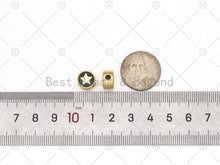 Load image into Gallery viewer, Double Sided Gold Heart Star Moon Lighting on Black/White Enamel Round Spacer Beads, 18K Gold Filled Big Hole Spacer Beads,6x10mm,Sku#LK482
