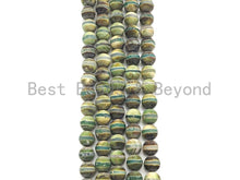 Load image into Gallery viewer, Green Matt Agate with One Line Round Smooth Beads, Sku#U929