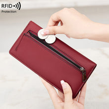 Load image into Gallery viewer, RFID Anti-Theft Wallet PU Leather Zipper Bifold with Multiple Card Slots