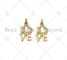 Load image into Gallery viewer, CZ Micro Pave Love Heart Shape Pendant, 18K Gold Filled Love Charm, Necklace Bracelet Charm Pendant,12x18mm, Sku#LD146