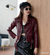 Load image into Gallery viewer, Women's Fashionable Leather Jacket Slim-Fit Coat