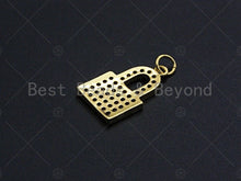 Load image into Gallery viewer, 18K Gold Micro CZ Pave PadLock Pendant, Gold Lock Charm, Lock Beads, Jewelry Findings, 12x20mm, sku#LK33