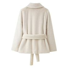 Load image into Gallery viewer, Lapel Women's Casual Slim-fit Solid Color Belt-effect Faux Fur Coat