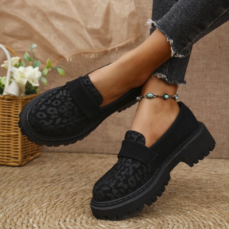 Women's Platform Loafers – British-Inspired PU Leather Slip-On Shoes with Chunky Sole