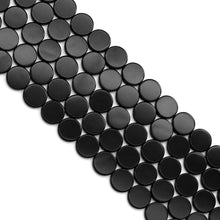 Load image into Gallery viewer, Black Onyx Smooth Flat Coin Beads, Sku#Q45