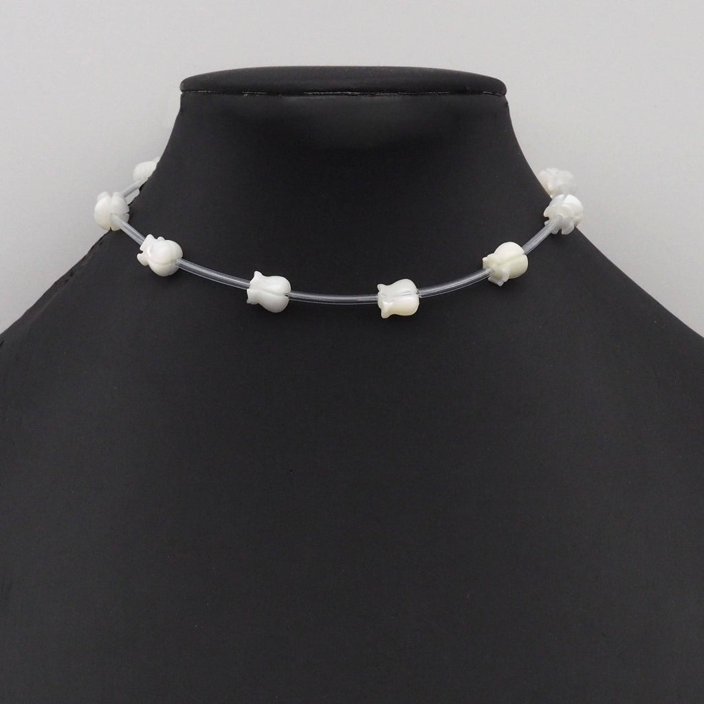 Tulip White Mother of Pearl Beads, Sku#T168