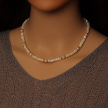 Load image into Gallery viewer, Natural Mother of Pearl Heishi Beads with Gold spacer neckla