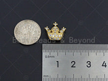 Load image into Gallery viewer, CZ Micro Pave Gold Spacer Crown Beads, Gold Crown Charm,  Crown Beads, Jewelry Findings, 15mm, sku#LK45