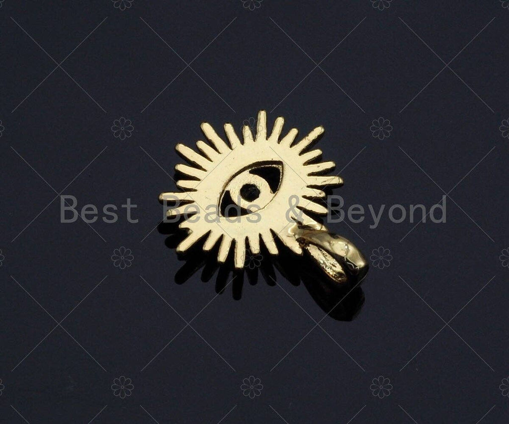 CZ Micro Pave Colorful Evil Eye On North Star Shape Pendant, Gold Plated Jewelry, Necklace Bracelet Charm Pendant, 14x15mm,sku#LD06