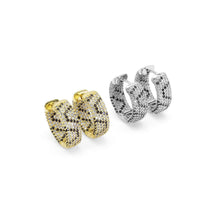 Load image into Gallery viewer, Gold Silver Leopard Print Hoop Earrings, Sku#B378
