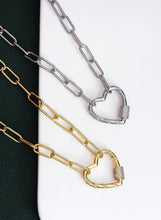 Load image into Gallery viewer, Paperclip Chain Heart Lock Necklace, sku#CL10
