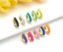 Load image into Gallery viewer, Everyday Wear Enamel Gold Hoop Earring, sku#J309