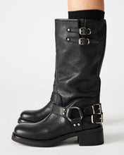Load image into Gallery viewer, Women's Round Toe Buckle High-Top Boots – Chunky Heel Mid-Calf PU Leather Boots