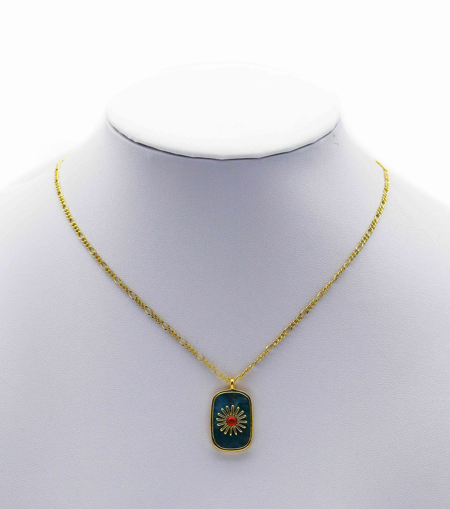 Gold North Star On Rectangle Gemstone Charm, Sku#LY14c