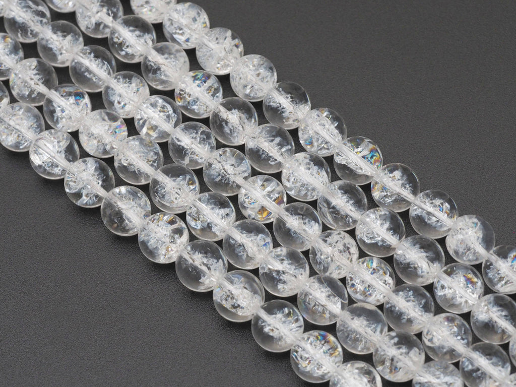 Genuine Rainbow Crack Quartz Round Smooth Beads, Sku#U1356