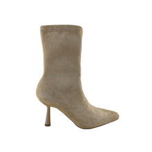 Load image into Gallery viewer, Women's Suede Mid-Calf High Heel Boots - Pointed Toe Stretch Boots with Side Zipper