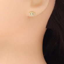 Load image into Gallery viewer, CZ Gold Silver Evil Eye Shape Stud Earrings, Sku#A438