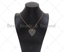 Load image into Gallery viewer, Gray Enamel Heart Pendant with Gold Finish, Enamel Heart, Gray Enamel Heart, 14x20/24x29/33x38mm, sku#FH171