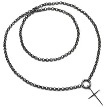 Load image into Gallery viewer, 40inch Gunemtal Rolo Chain Thin Cross necklace, sku# EF326