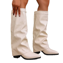 Load image into Gallery viewer, Women's Chunky Heel Over-the-Knee Boots - British Style High Shaft Boots with Metal Accents
