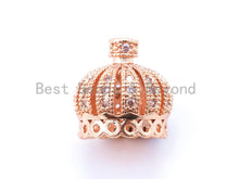 Load image into Gallery viewer, 10mm/13mm/20mm CZ Micro Pave Crown Cap Bead,Cubic Zirconia Tassel Cap Beads, Gold/Silver/Rose Gold/Black Tassel Cap Beads, 1/2/4pcs sku#F65