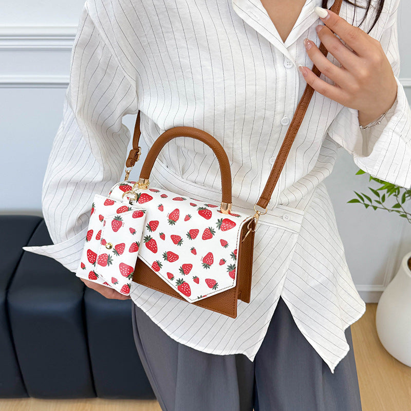 Women's PU Leather Crossbody Bag – Minimalist Square Shoulder Bag with Chain Detail