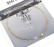 Load image into Gallery viewer, Matte/Shinny Gold Paperclip  Necklace with CZ Clasp, #EF256