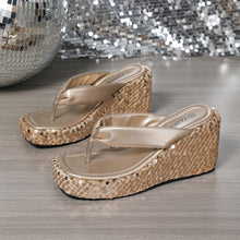 Load image into Gallery viewer, Women's Sequin Wedge Sandals | Glitter Platform Heels | Beach &amp; Resort Sandals
