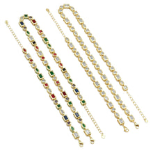 Load image into Gallery viewer, Clear Colorful Oval Square Rectangle Round CZ necklace, LD454