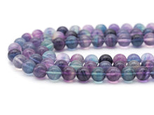 Load image into Gallery viewer, Genuine High Quality Purple Green Fluorite Round Smooth Beads, Sku#U1378