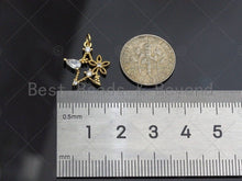 Load image into Gallery viewer, CZ Micro Pave Flower On Star Charm/Pendant, Star Shape Charm, Gold Star Pendant, Gold plated charm, mm, Sku#JL08