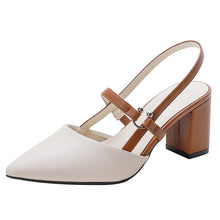 Load image into Gallery viewer, Women's Pointed-Toe Open-Heel Chunky Heel Shoes | T-Strap Buckle High Heels