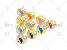 Load image into Gallery viewer, Colorful Enamel YinYang Shape Adjustable Ring, X248