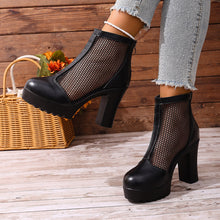 Load image into Gallery viewer, Women's Mesh Chunky Heel Ankle Boots – Back Zip High Heel Fashion Boots