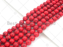 Load image into Gallery viewer, Natural Red Howlite Round Smooth Beads, sku#U1165