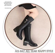 Load image into Gallery viewer, Women's Fleece-Lined Tall Boots with Wool Lining - Mid Heel Winter Boots with Side Zipper