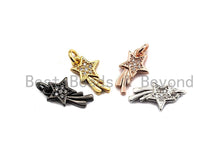 Load image into Gallery viewer, CZ Micro Pave Shooting Star Pendant/Charm, Star charm, Cubic Zirconia Pendant Charm,7x13mm,sku#F925