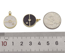 Load image into Gallery viewer, CZ Gold White/Black Enamel one line Round Coin Charm, Sku#LX150