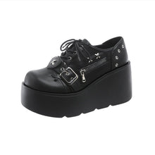 Load image into Gallery viewer, Women's Chunky Round-Toe Dr Martens Style Platform Boots | Side Zipper Wedge Heel