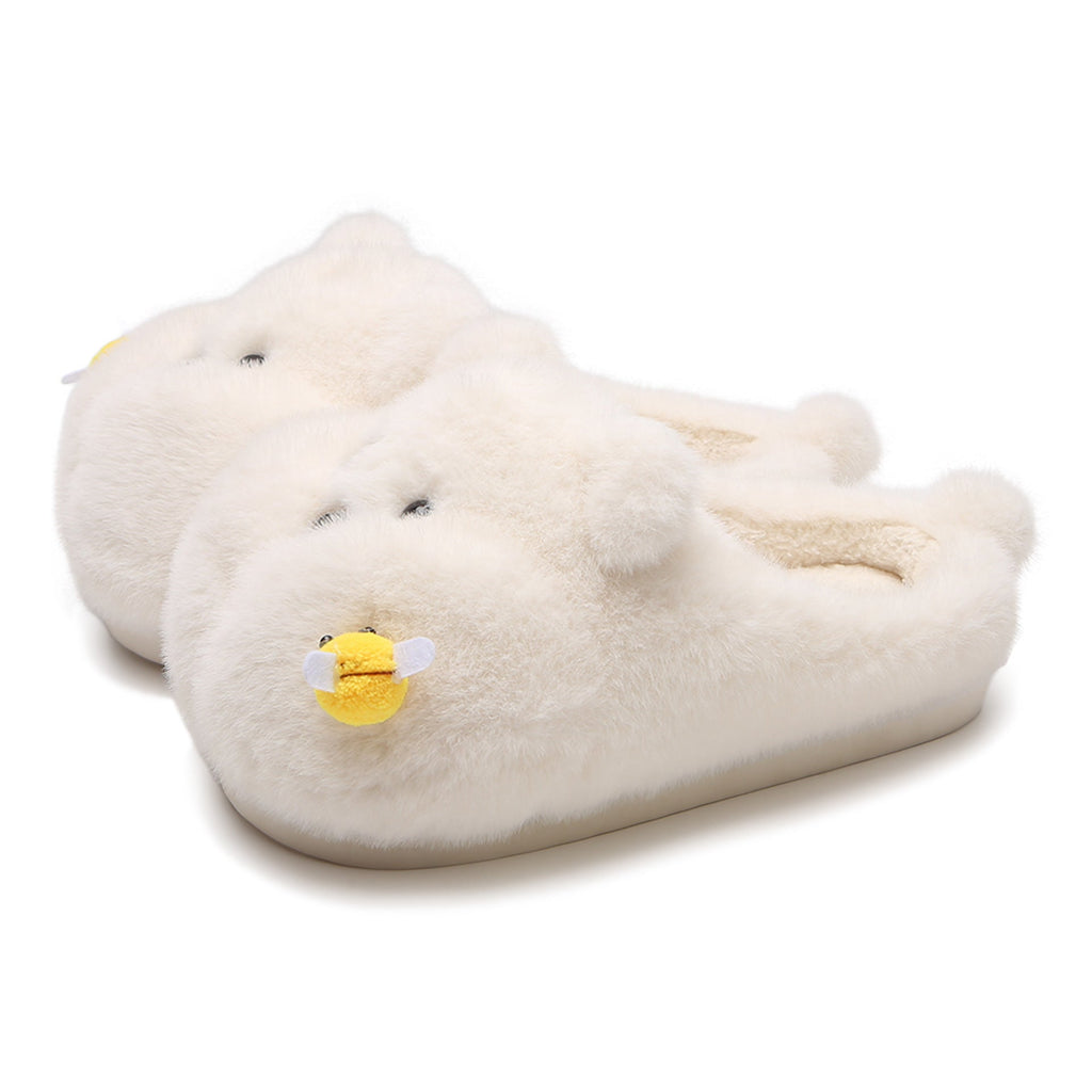 Chubby Bee Bear Slippers - Cute Cartoon Indoor House Shoes for Women & Men