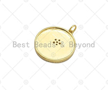 Load image into Gallery viewer, CZ Micro Pave Enamel Pink Five Star On Round Coin Pendant, 18K Gold Pendant, Star Charm, Pink Enamel Charm, 24x22mm,Sku#L565