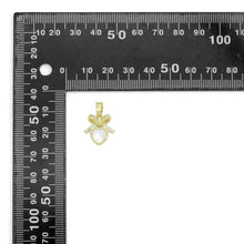 Load image into Gallery viewer, Clear CZ Gold Bow Mop Heart Charm Pendant, Sku#LX810