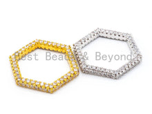 Load image into Gallery viewer, CZ Micro Pave Hexagon Pendant/Charm, Cubic Zirconia Pave Pendant, Fashion Jewelry Findings, 36x23mm, sku#C51