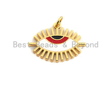 Load image into Gallery viewer, Enamel Evil Eye Charm, Red Green Blue eye pendant, Enamel eye charm, Protection eye charm, 24x19mm,sku#F978