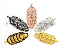 Load image into Gallery viewer, CZ Micro Pave Leaf Pendant/Charm, CZ/Micro Pave Cubic Zircon