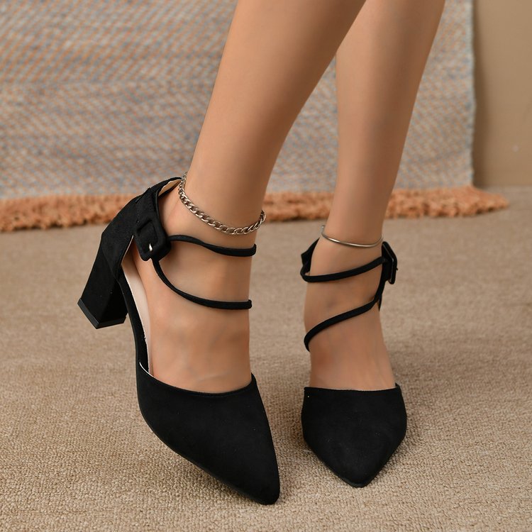 Women's Pointed Toe Buckle Strap High Heel Sandals – Korean Fashion PU Stiletto Heels