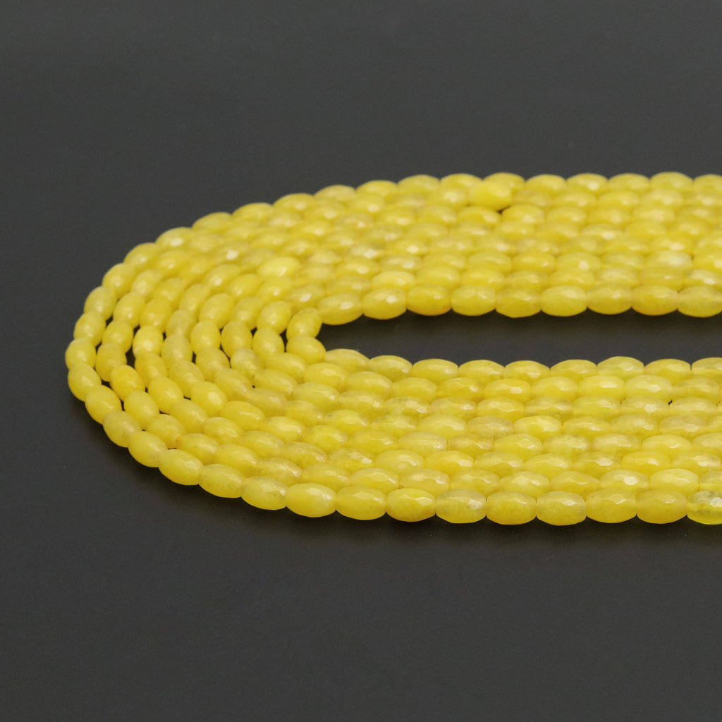 Bright Yellow Jade Rice Faceted Beads, Sku#U1970