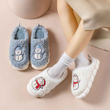 Load image into Gallery viewer, Women's Snowman Slippers - Warm Plush Winter Indoor House Shoes with Anti-Slip Sole