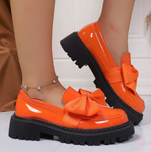 Load image into Gallery viewer, Women's Vintage Bow-Tie Loafer Shoes | Chunky Heel Slip-On