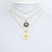 Load image into Gallery viewer, White Mother of Pearl Black Enamel Flower heart Star Heart Pendant,Sku#LK1252